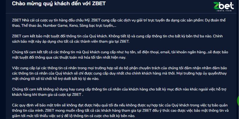 Thông tin chung về zbet
