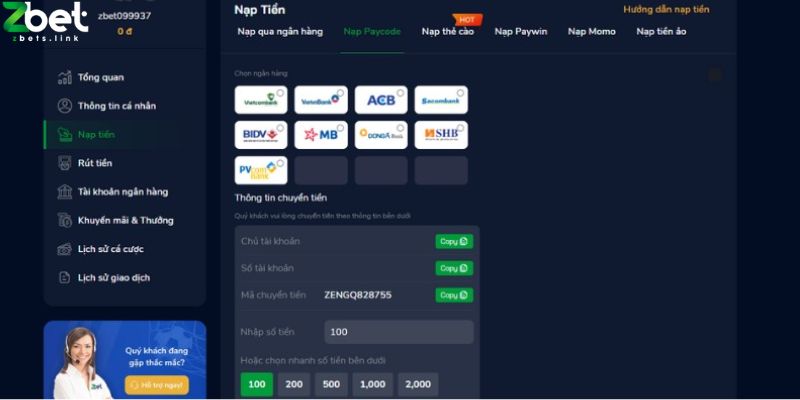 Các phương thức nạp tiền zbet tiện lợi nhất