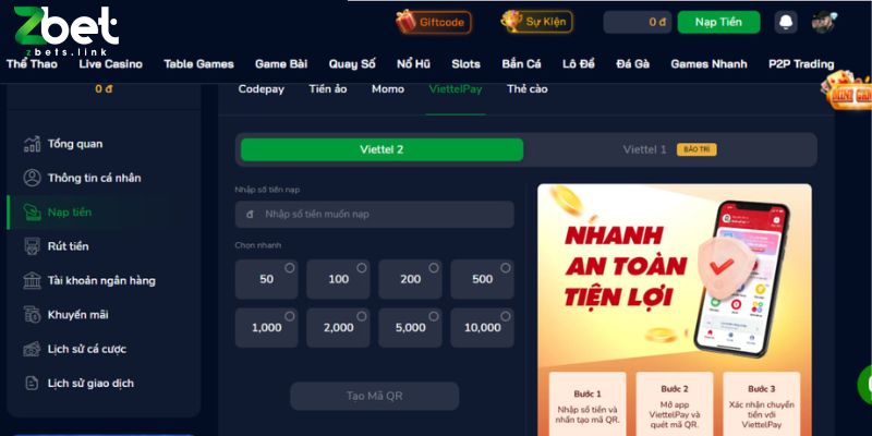 Giao dịch qua ViettelPay